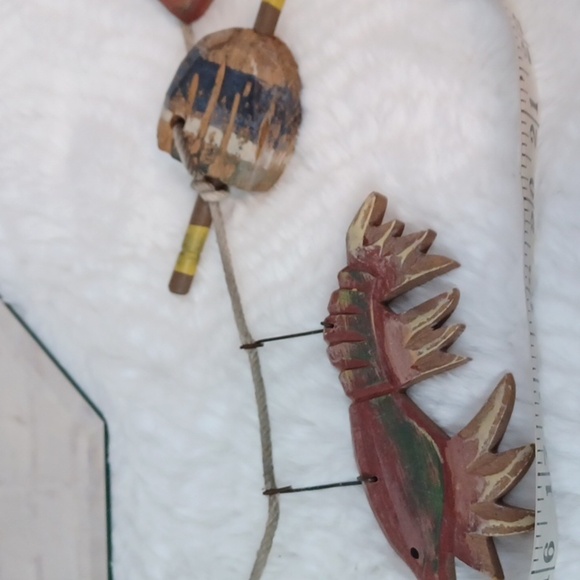 Hanging Rope With Wooden Cut Out Lobster Crabs Decor 7 Pieces - Picture 7 of 8